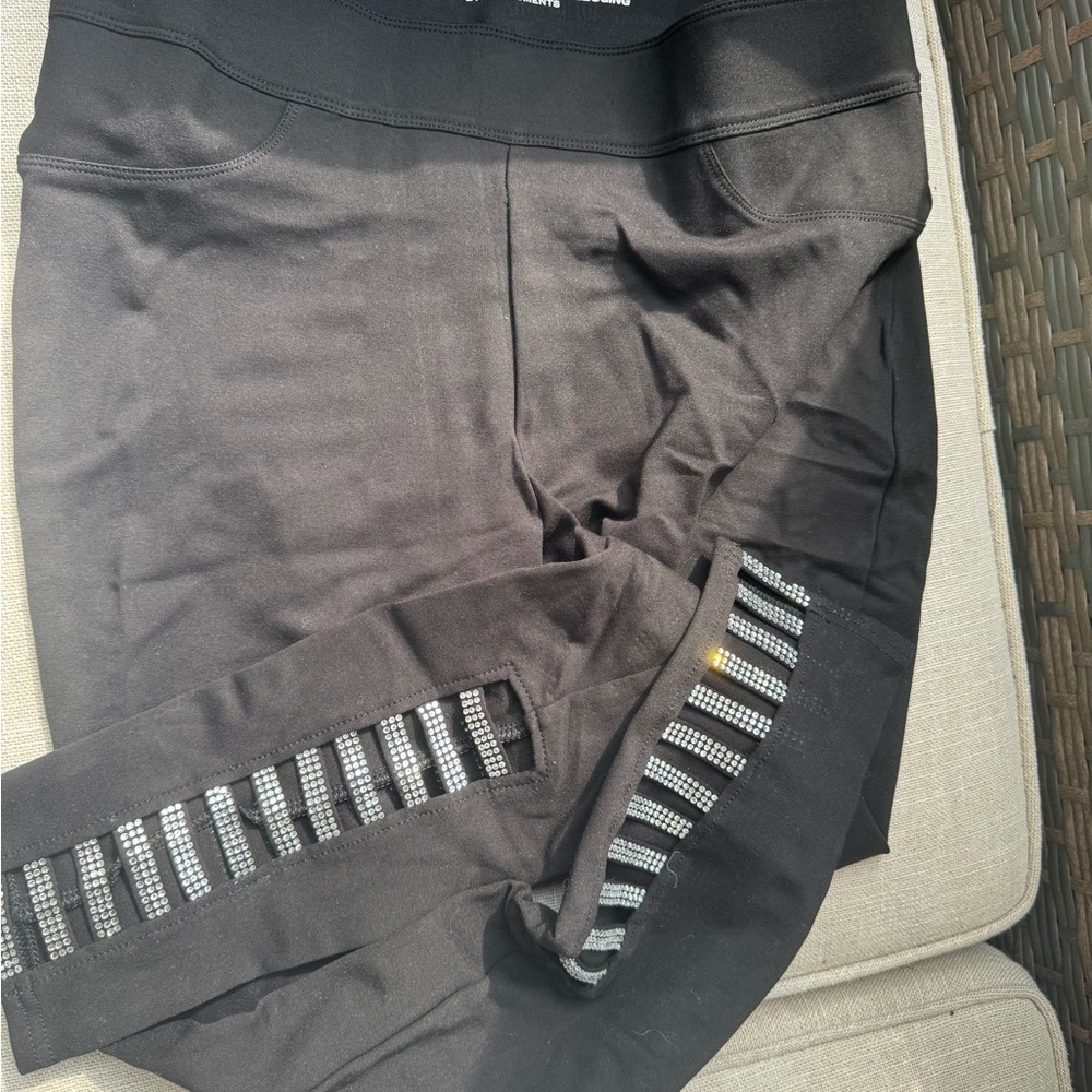 Black Leggings with Mesh Detail